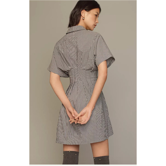 Anthropologie The Tobie Button-Front Pleated Shirt Dress Mini Edition Small - Picture 2 of 5